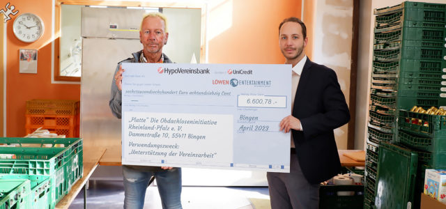 Löwen Entertainment 14.000 Euro Spende Die Platte Obdachlosenhilfe Binger Tafel